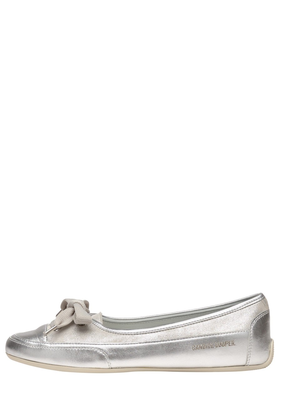 Online Ballerinas Aus Silbernem Nappaleder, Silber Candy Bow