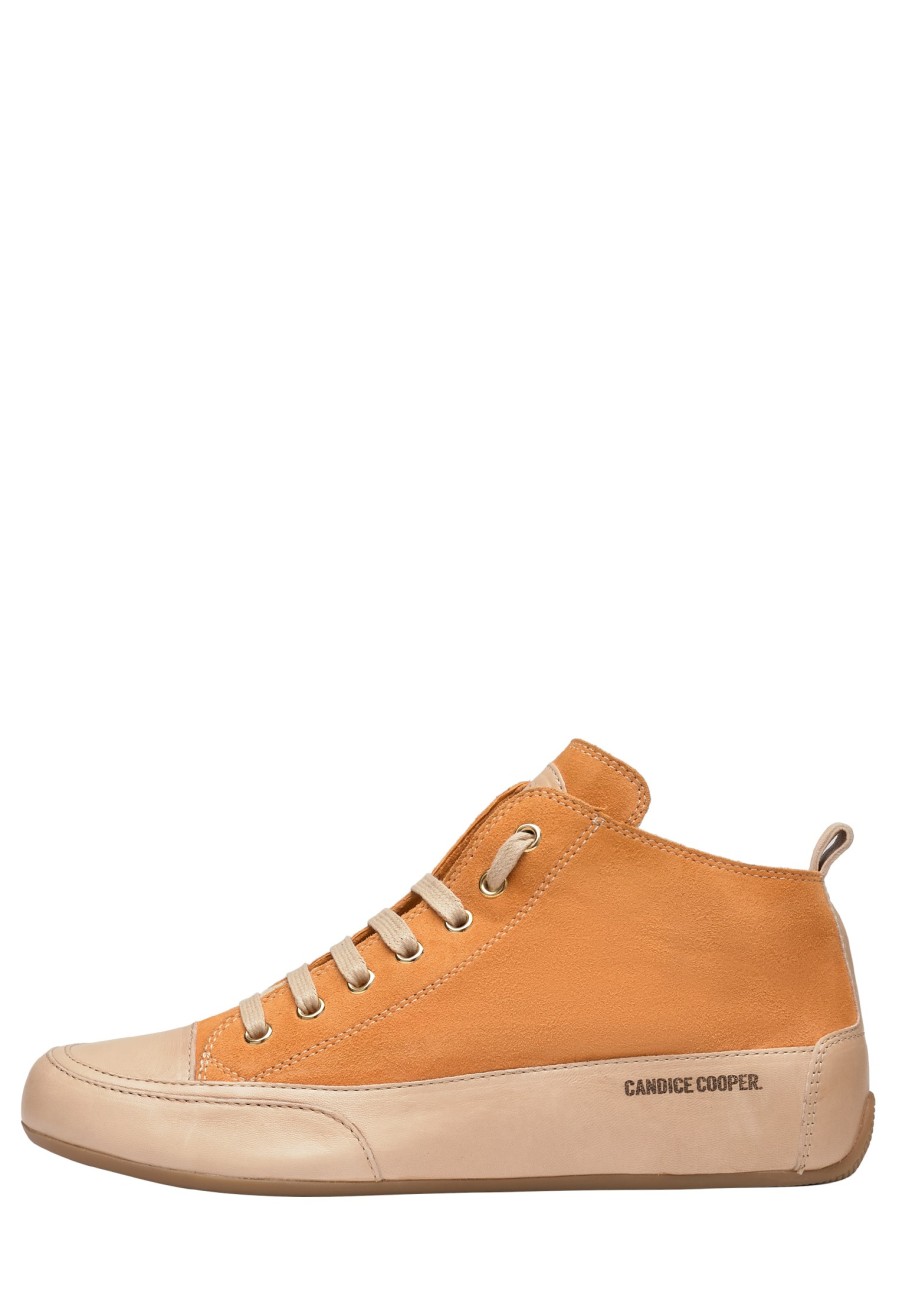 Hot Knochelsneakers Aus Poliertem Leder Und Wildleder Orange -Mittel S