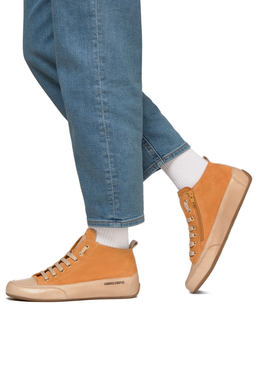 Hot Knochelsneakers Aus Poliertem Leder Und Wildleder Orange -Mittel S